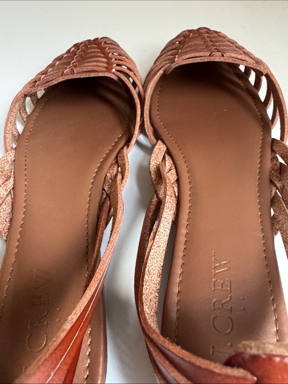 J Crew Sz 7 Huaraches (Woven leather slides) caramel brown - Picture 5 of 6